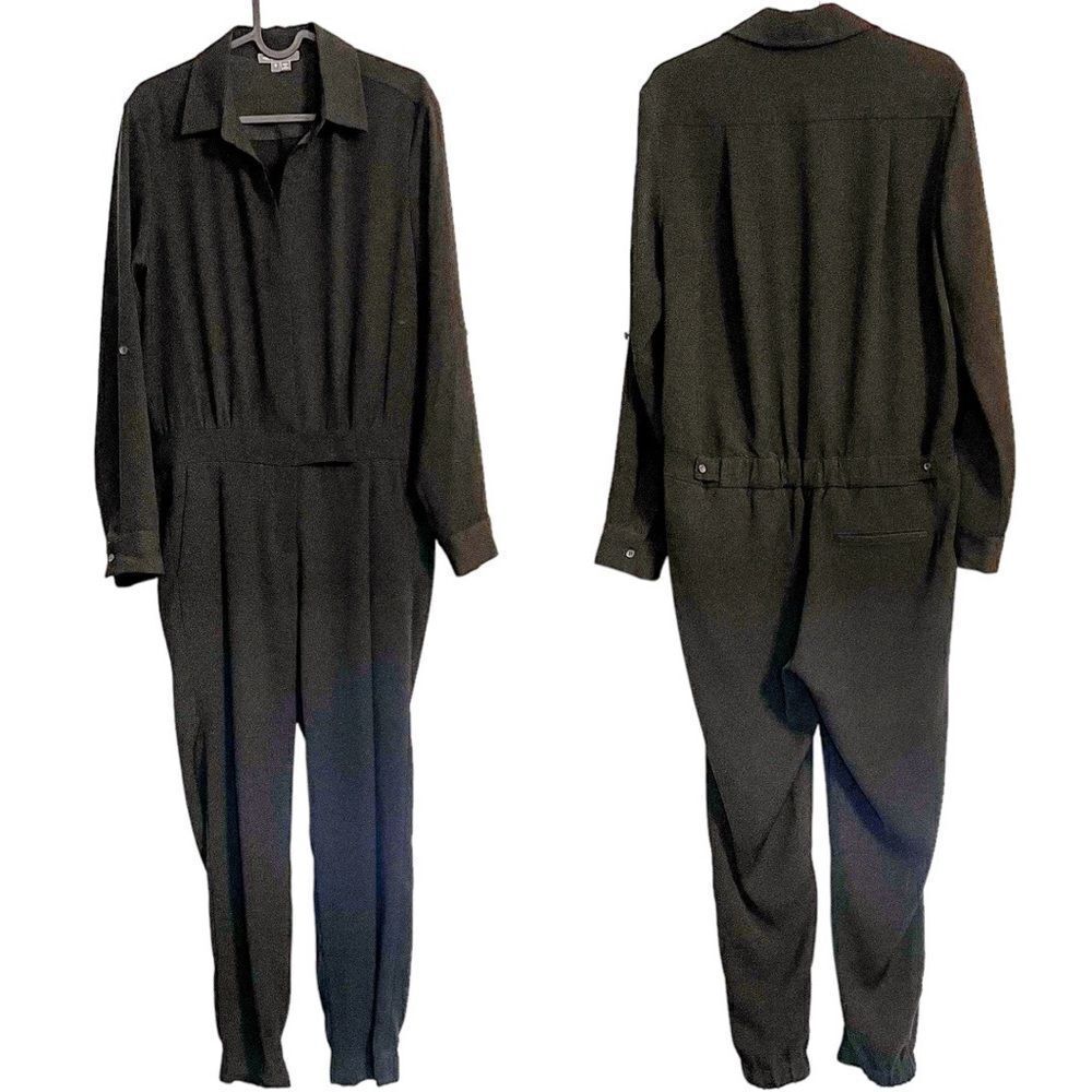 Vince Long Sleeve Button Down Jumpsuit Black - Picture 3 of 7